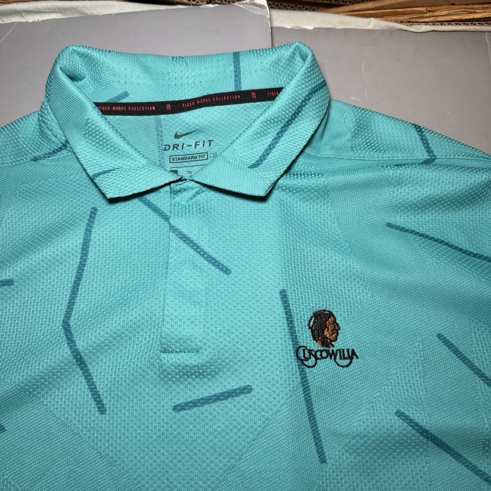 Nike Tiger Woods Collection Polo XL Cuscowilla Turquoise Blue Dri-FIT CU9784-356